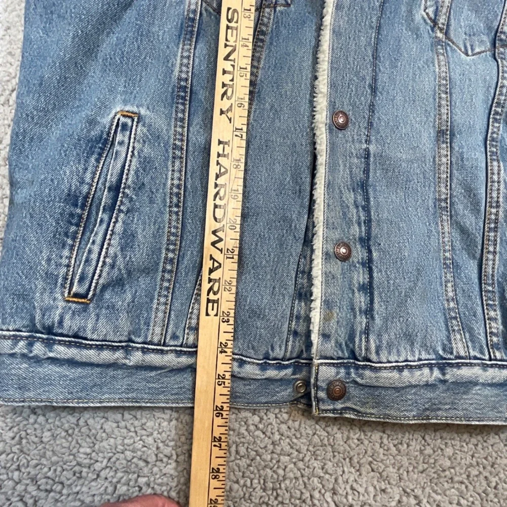 Levis Sherpa Lined Trucker Jacket Mens L Blue Excellent Denim Type 3 Coat - Picture 4 of 12